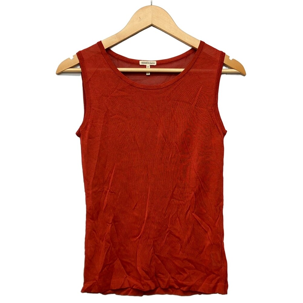 Hermes Red Cream Multi Women's Tops #308106H68B - Picture 3 of 5